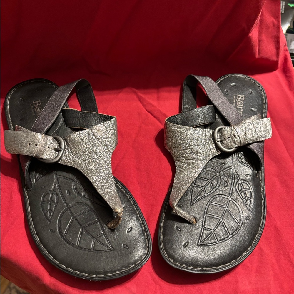 Born Metallic Silver and Black Sandals